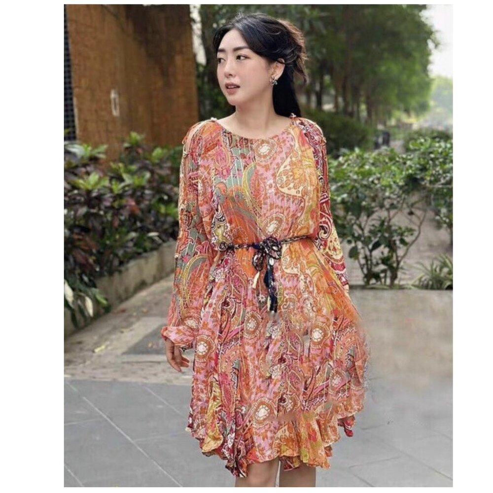 ZARA NWT $89 WOMAN PRINTED SHORT MINI DRESS MULTICOLOR Red Small | 7521/049